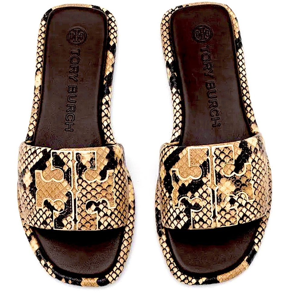 Tory Burch Doublet Sport Slide-Stamped Snake Printed